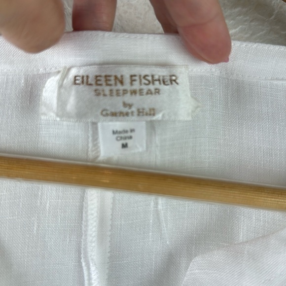 Perfect Eileen Fisher x Garnet Hill Sleepware 100% linen shirt dress - Picture 2 of 6